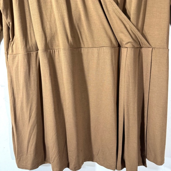 J. Jill Wearever Brown Long Sleeve Knit Faux Wrap Top - Picture 3 of 10